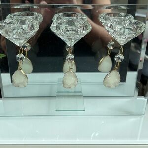 BNWOT Crystal & gemstone candle holder